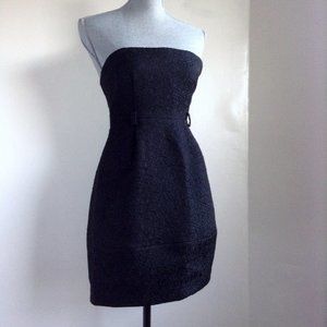Theory Maryanna Puzzle Strapless Black Mini Bubble Brocade Dress US Size 2